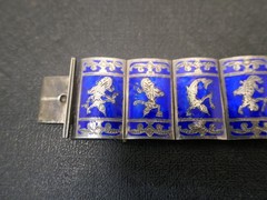 Vintage Siam 925 Sterling W/Blue Enamel Dancers Bracelet