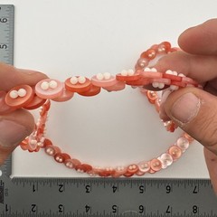 Vintage Pink Peach Button Disc Faux Pearl Bead Long Necklace 32 Inch Costume Vtg