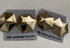 Vintage Mb Michael Brooke Pierced Earrings Set Of 2 Gold Tone 1980’s New