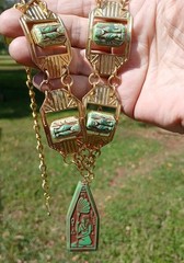 DESTASH! VINTAGE NEIGER EGYPTIAN PENDANT SPHINX GLASS CABACHON NECKLACE BRACELET