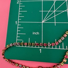Vintage Rhinestone Bracelet Pastel Multi Color Gold Tone Tennis Cup Chain 6.75″