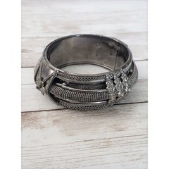 Vintage Bracelet/Bangle Unusual Gothic Style Dark Silver Tone Statement