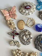 Vintage Jewelry Lot Deco Nouveau Brooch Necklace Earrings 1920-1960’s