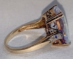 Vintage Gold Over Sterling Mercury Mist Topaz? Ring with Blue Accent Stones