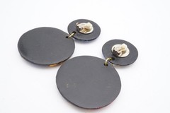 Vintage Clip On Earrings Black Painted Wood 1980s