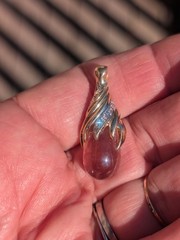 Vintage 14 k YG Large Pink Tourmaline Pendant With Diamonds