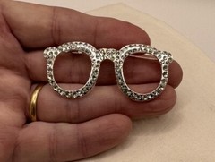 Silver Tone Eye Glasses Loads Of Sparkling Clear Rhinestones Brooch Pin