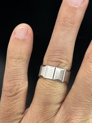 Ring Sterling Size 7 Sliver Square Block Band Rectangle Cut Carve Vintage