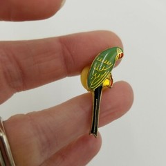 Vintage Circus Elephant On Ball Enamel Cloisonné Stick Pin & Parrot Push Pin