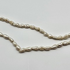 Lovely VTG rice pearl necklace two single strands 32″ bridal no clasp natural
