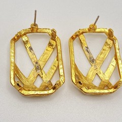 Vtg Earrings Multi Colored Lot 4 Pairs Greens Teal Gold Tone Filigree Open Work