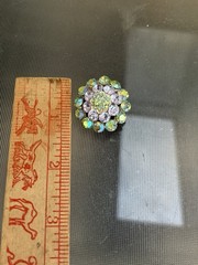 Signed Tara Aurora Borealis Lavender Rhinestone Clip On Earrings 1” Vintage