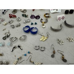 Vintage Estate Gold Silver Tone Clip On Hoop Stud Dangle Drop Earring Lot of 64