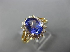 ESTATE LARGE 2.05CT DIAMOND & TANZANITE 14KT YELLOW GOLD ENGAGEMENT RING #25527