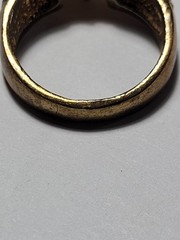 Vintage Promise Ring Imitation Gemstones Peach Solitaire Clear Accents Size 8