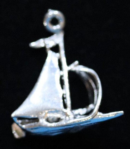 Vintage Sterling Silver 3D Sailboat Adventure Freedom Exploring Charm Pendant