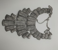 Adjustable Silver Tone Medieval Tribal Style Statement Necklace