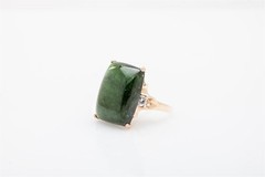 Vintage 1940s $14,000 24ct Natural Green Tourmaline Diamond 14k Gold Ring 12g