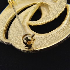 VTG Tona Gold Tone Brooch Pin Swirl Drip Multiple Textures Modernist Signed