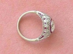 3Ct Art Deco Style Lab Created Diamond & Ruby Wedding 14K White Gold Finish Ring