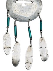 Vintage Sterling Silver Navajo Thunderbird Dream Catcher Earrings