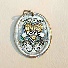 Vintage Waxing Poetic Sterling Silver/Brass Charms Heart Love