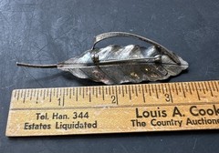 Vintage BEAU Sterling Silver Leaf Pin Brooch 3 1/8″ Long Weighs 8 Grams