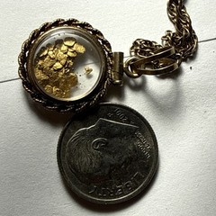 Necklace Encased 22k gold nuggets and 12k gold-filled rope border bezel & Chain