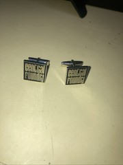 Vintage General Motors Central Foundry mens cufflinks silver tone black enamel