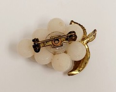 Vtg RARE Forbidden Fruit Grapes Small Brooch Translucent White Lucite