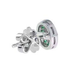 Art Deco Vintage Lab Created Emerald Diamond Antique Earring 14KWhite Gold FN