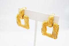 Vintage Clip On Earrings Gold Tone Doorknocker Textured