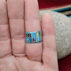 Vtg Butterfly Cloisonne Sterling Silver Wide Band Ring Size 7 Thailand – READ