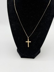 14K Yellow GOLD 2.4g Necklace Double Flat Serpentine Chain 10k Gold Cross 18”