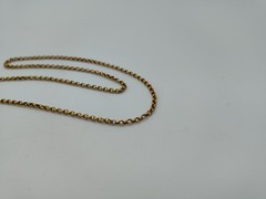 Antique Round Link Solid Y. Gold Chain Engraved Ball Clasp Choker Necklace 17″