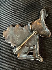 Vintage Southwestern Rabbit Brooch Stylized Winged Jackrabbit Turquoise Inlay