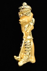 Danecraft Vintage Alligator Pin Brooch Brushed Gold Golfing Crocodile NOS BinA11