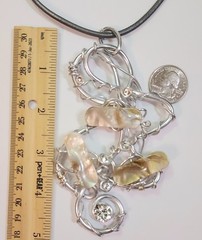 Jeff Lieb Statement Necklace Swarovski Crystal Shell Abstract Art Boho Signed