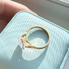 Art Deco Style 3.5Ct Asscher Cut Lab Created Diamond 14K Gold FN Engagement Ring