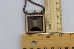 Copper Necklace, Copper Tone Glass Inset, 35gr