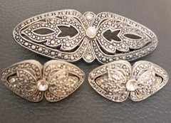 Vintage Marcasite Silver Brooch WITH MATCHING Earrings