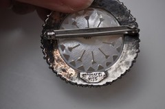 Vintage Jerusalem Silver 935 Brooch with Mother of Pearl