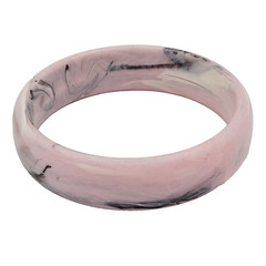Pink Marble Swirl with Gray Black Abstract Chunky 1990s Bangle Bracelet