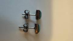Vintage Sterling Silver 925 Turquoise Earrings / Post Stud / Petite Statement