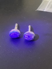 Denim Lapis 925 Cufflinks Sterling Silver Bullet Back Royal Blue 10g Vintage