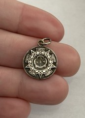 Vintage Sterling Silver Guias de Mexico Girl Guide Scouts Round Pendant Charm