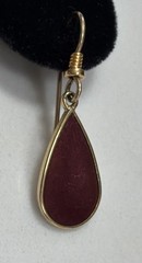 Laurel Burch Burgundy Enamel Teardrop Dangle Pierced Gold Tone Earrings Vintage