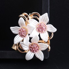 Retro Design Dripping Oil Studded Camellia Dual-purpose Silk Scarf Buckle Brooch