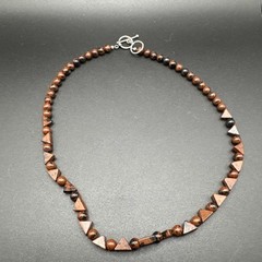 Vintage Brown and Black Beaded Necklace On 925 Closure