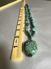 Vintage Southwestern Chunky Turquoise Nugget Necklace – 22″ Matinee, 67g